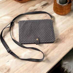 Thirty-One 31 New Polka Dot Canvas Convertible Clutch Crossbody City Gray Grey